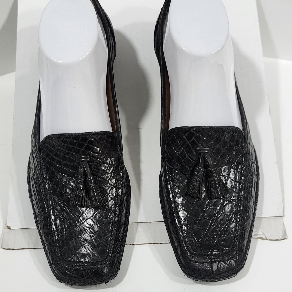 Giorgio's Of Palm Beach Authentic Black Crocodile Loafers-Womens Size 8. NWOT.